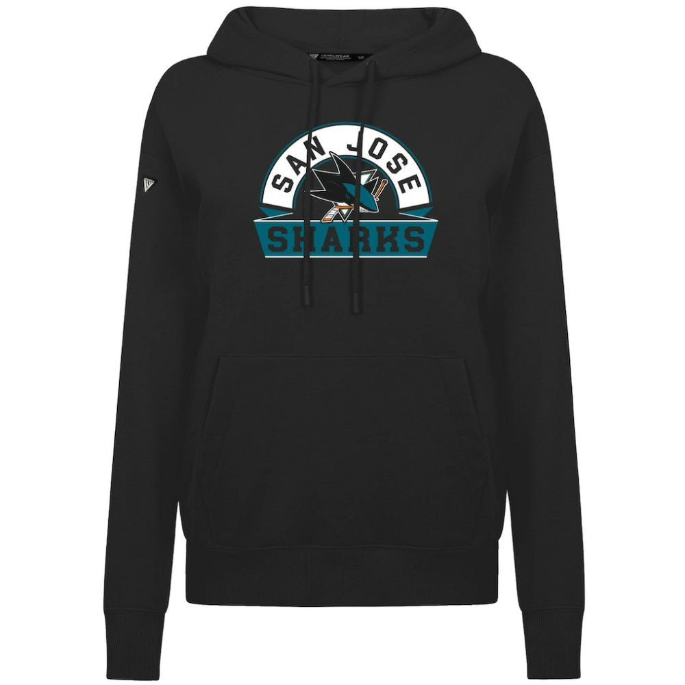 NHL San Jose Sharks Levelwear Women's Adorn Banner Arch Pullover Hoodie - Black