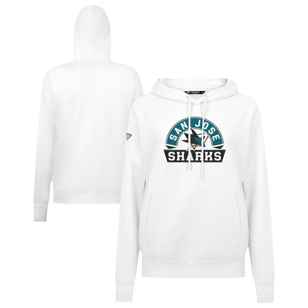 NHL San Jose Sharks Levelwear Women's Adorn Banner Arch Pullover Hoodie - White