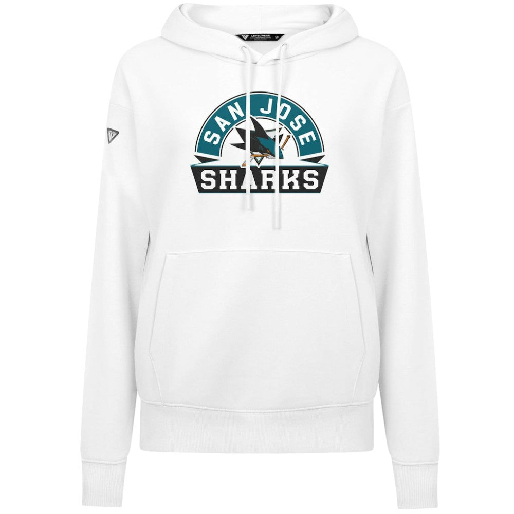NHL San Jose Sharks Levelwear Women's Adorn Banner Arch Pullover Hoodie - White