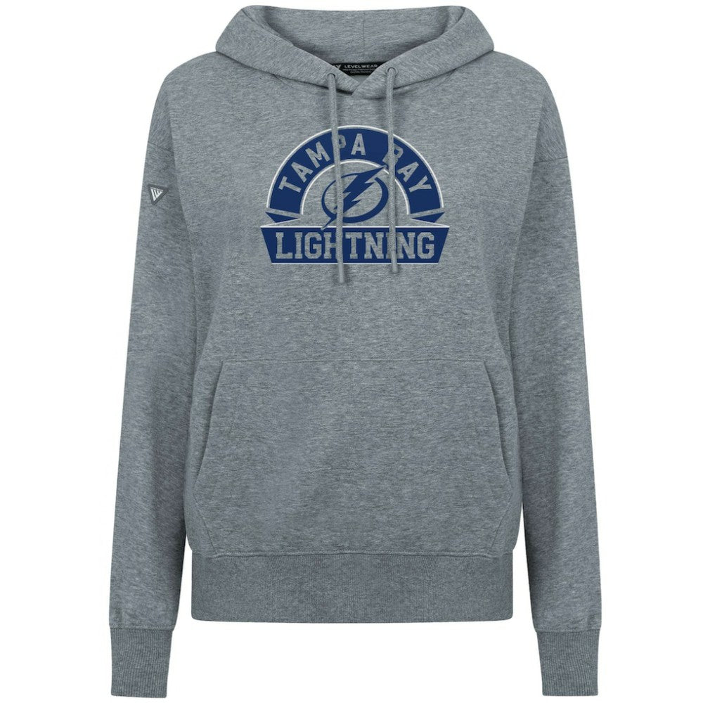 NHL Tampa Bay Lightning Levelwear Women's Adorn Banner Arch Pullover Hoodie - Gray