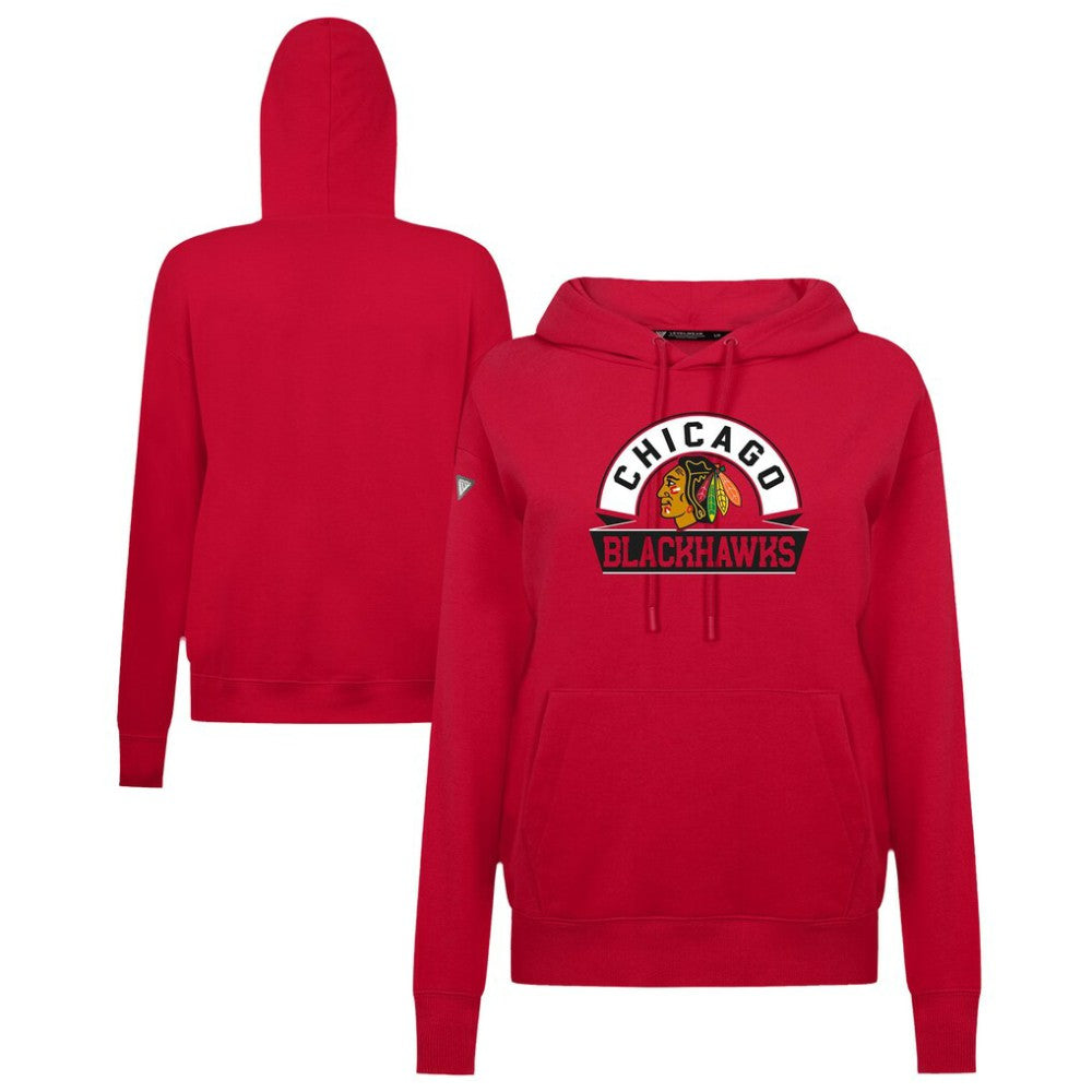 NHL Chicago Blackhawks Levelwear Women's Adorn Banner Arch Pullover Hoodie - Red