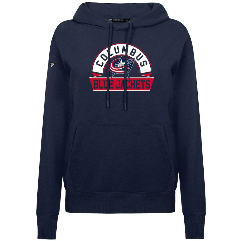 NHL Columbus Blue Jackets Levelwear Women's Adorn Banner Arch Pullover Hoodie - Navy
