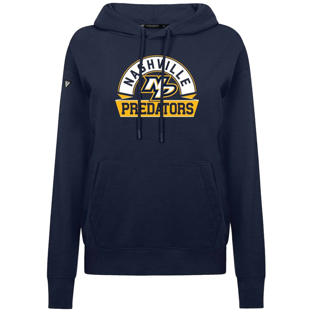 NHL Nashville Predators Levelwear Women's Adorn Banner Arch Pullover Hoodie - Navy