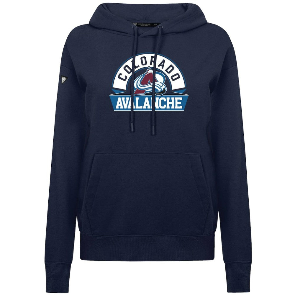 NHL Colorado Avalanche Levelwear Women's Adorn Banner Arch Pullover Hoodie - Navy