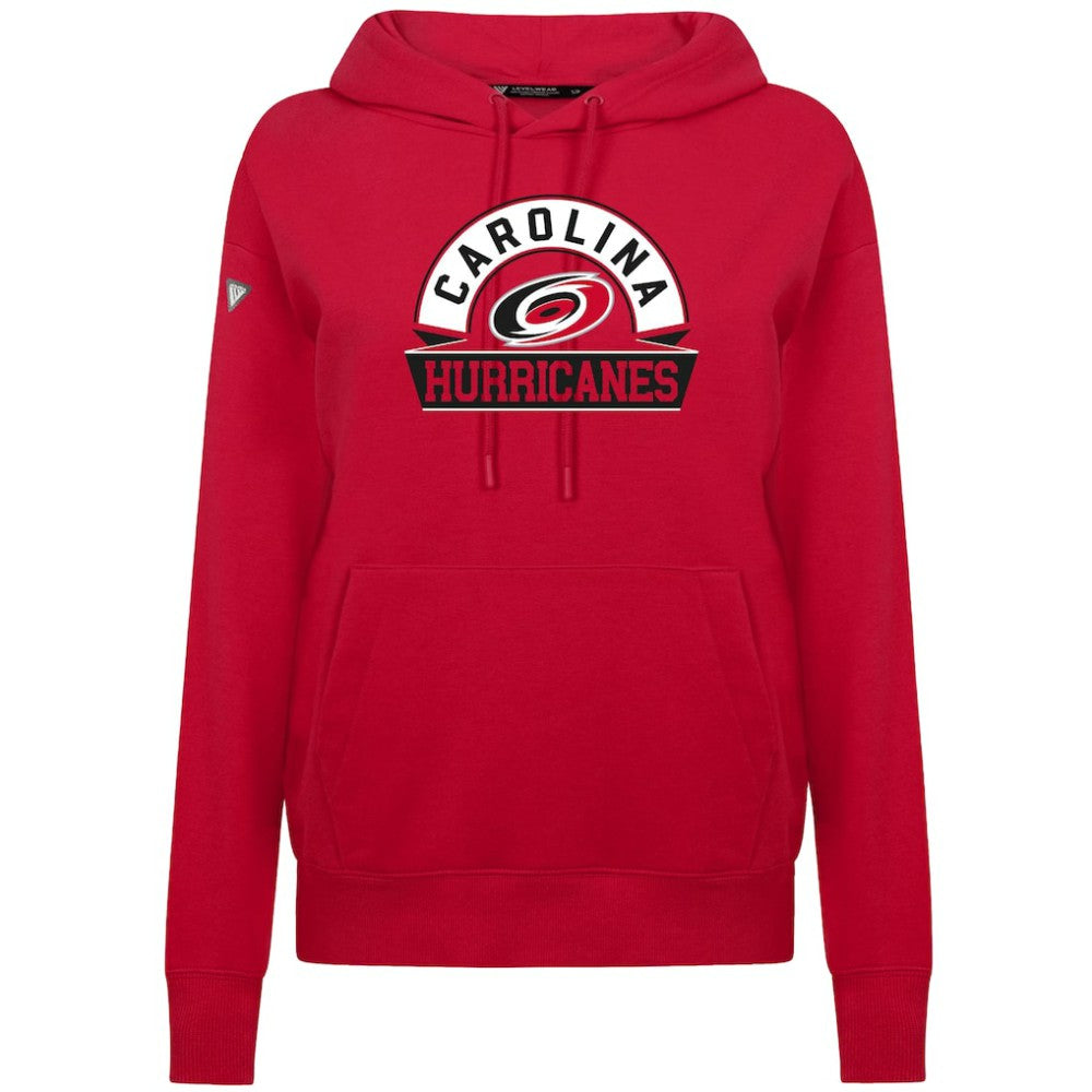 NHL Carolina Hurricanes Levelwear Women's Adorn Banner Arch Pullover Hoodie - Red