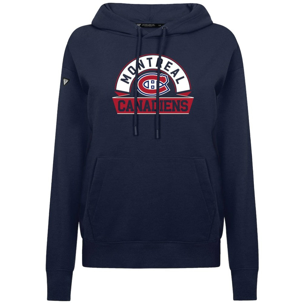 NHL Montreal Canadiens Levelwear Women's Adorn Banner Arch Pullover Hoodie - Navy