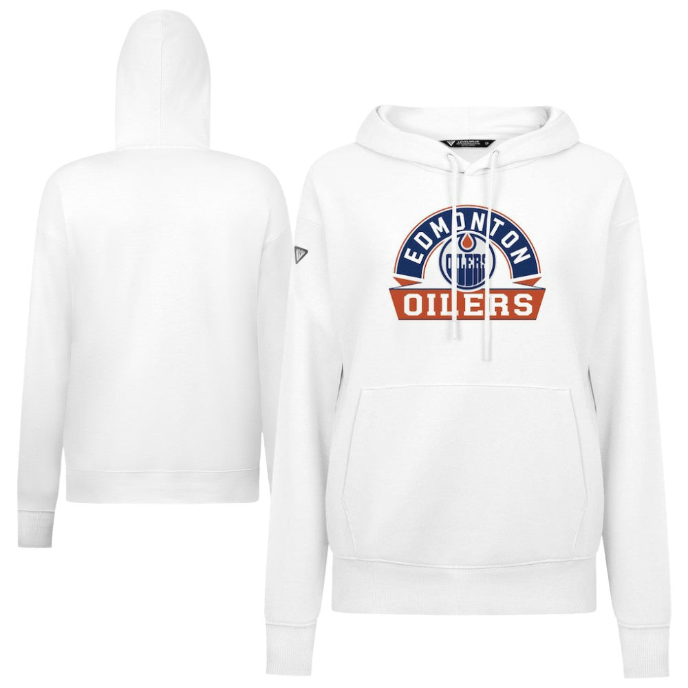 NHL Edmonton Oilers Levelwear Women's Adorn Banner Arch Pullover Hoodie - White