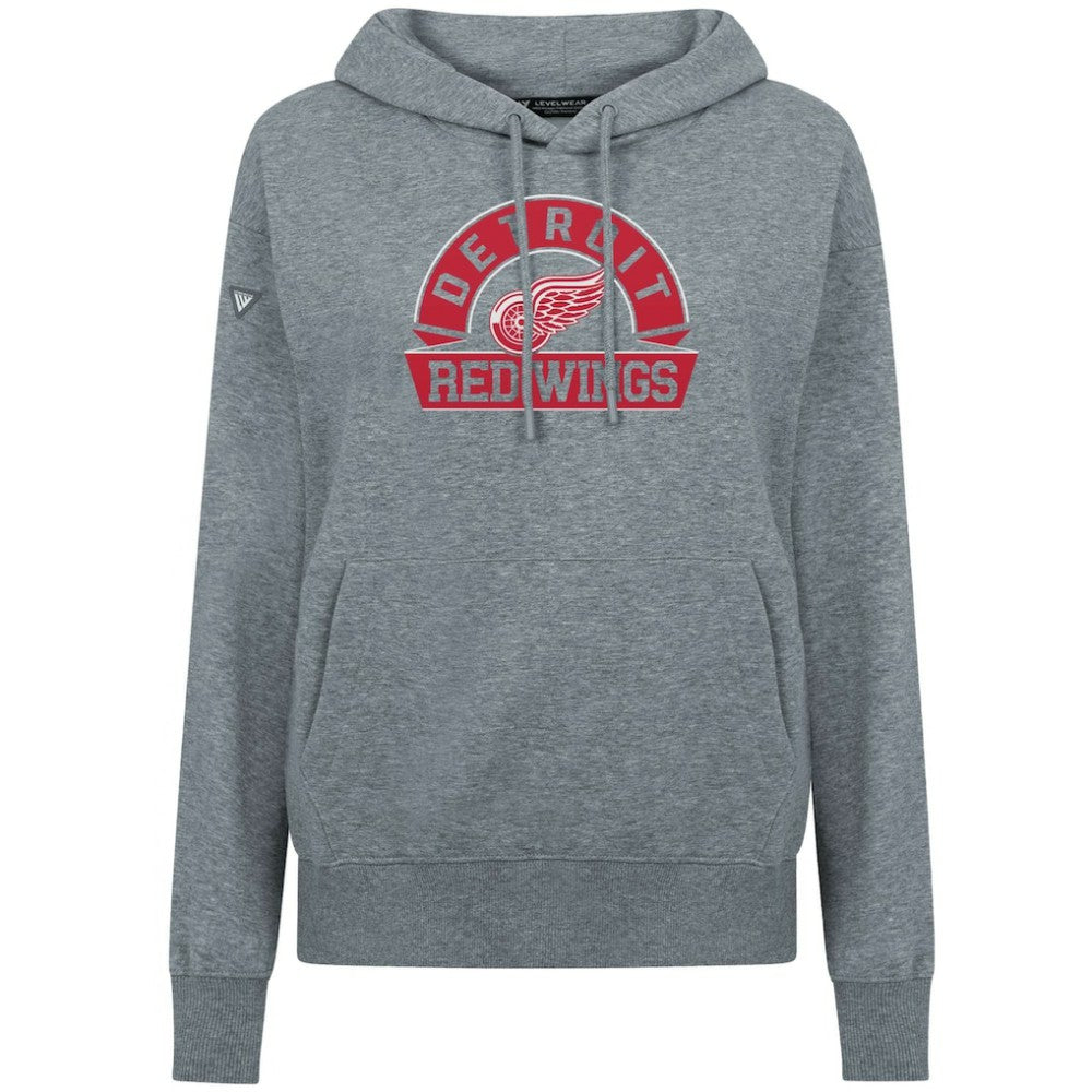 NHL Detroit Red Wings Levelwear Women's Adorn Banner Arch Pullover Hoodie - Gray