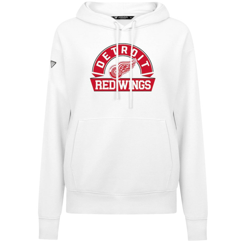 NHL Detroit Red Wings Levelwear Women's Adorn Banner Arch Pullover Hoodie - White