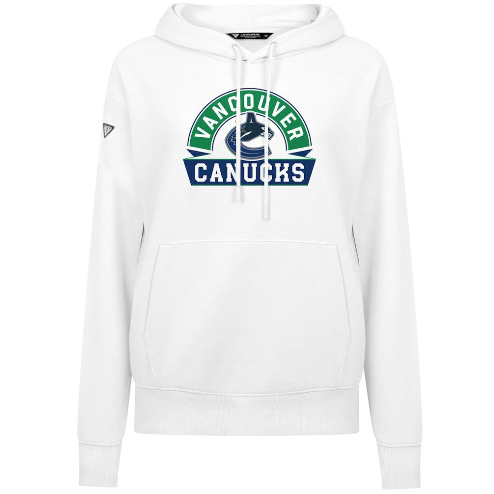 NHL Vancouver Canucks Levelwear Women's Adorn Banner Arch Pullover Hoodie - White