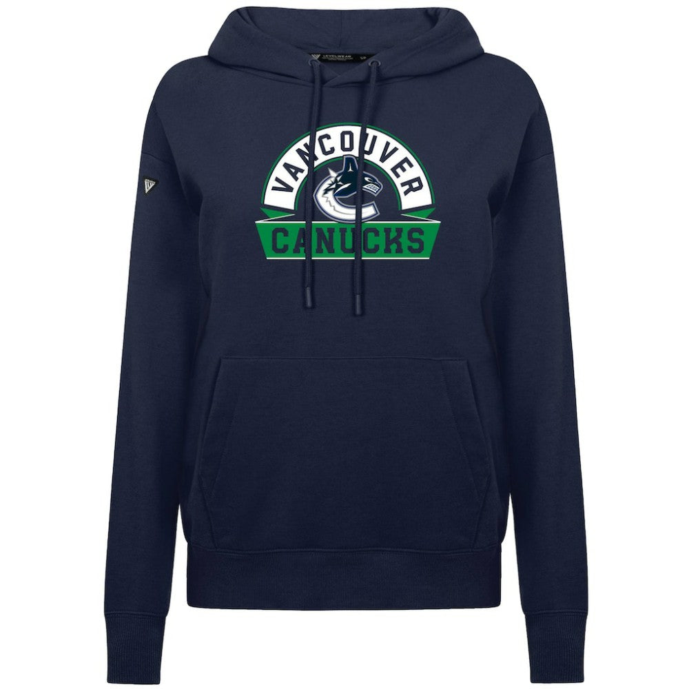NHL Vancouver Canucks Levelwear Women's Adorn Banner Arch Pullover Hoodie - Navy
