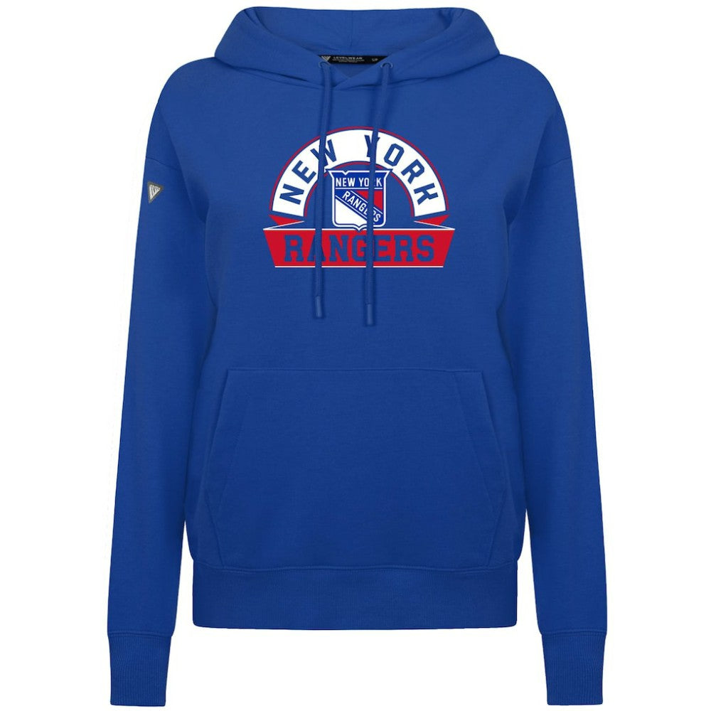 NHL New York Rangers Levelwear Women's Adorn Banner Arch Pullover Hoodie - Royal