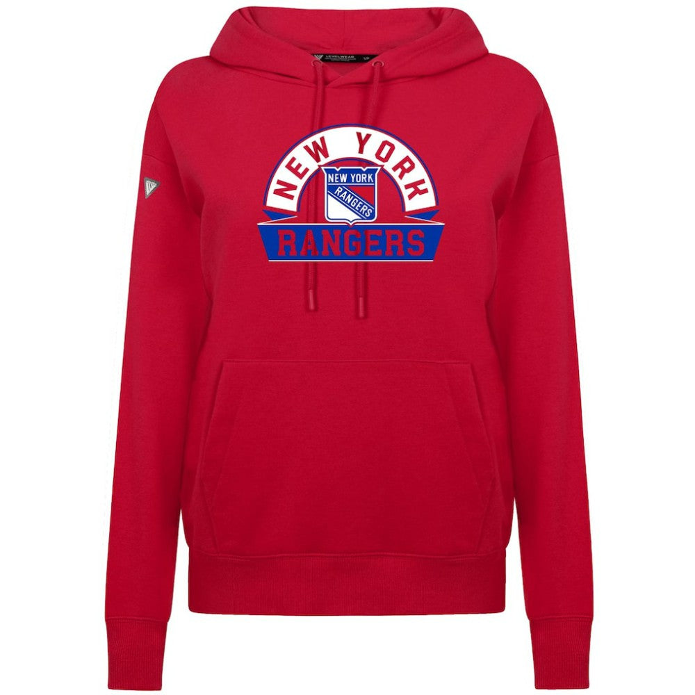 NHL New York Rangers Levelwear Women's Adorn Banner Arch Pullover Hoodie - Red
