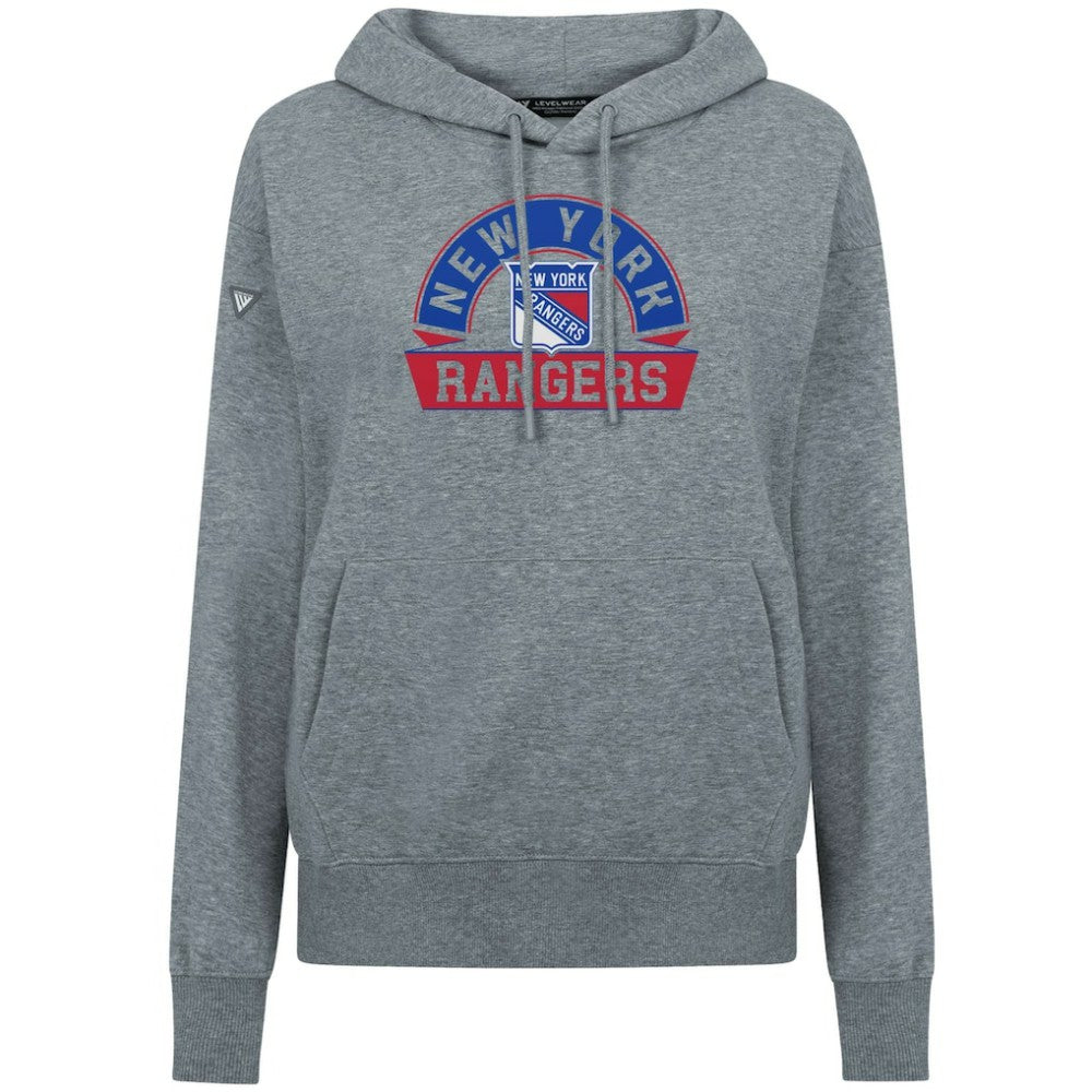 NHL New York Rangers Levelwear Women's Adorn Banner Arch Pullover Hoodie - Gray