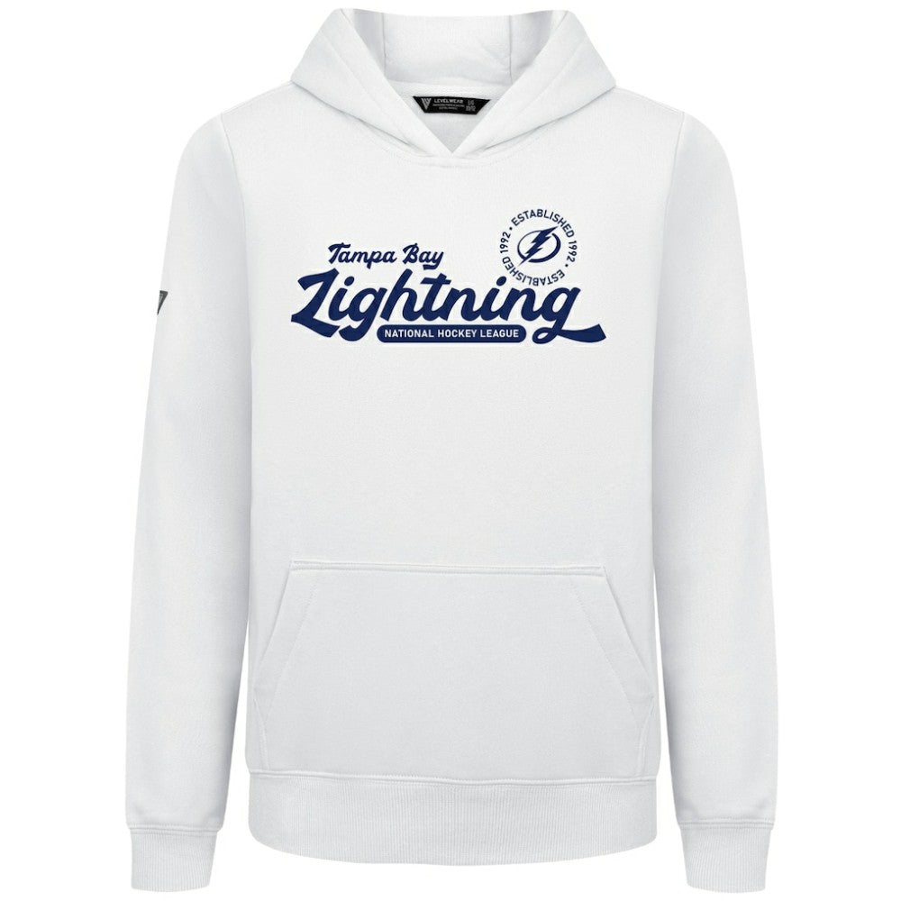 NHL Tampa Bay Lightning Levelwear Youth Podium Monument Pullover Hoodie - White