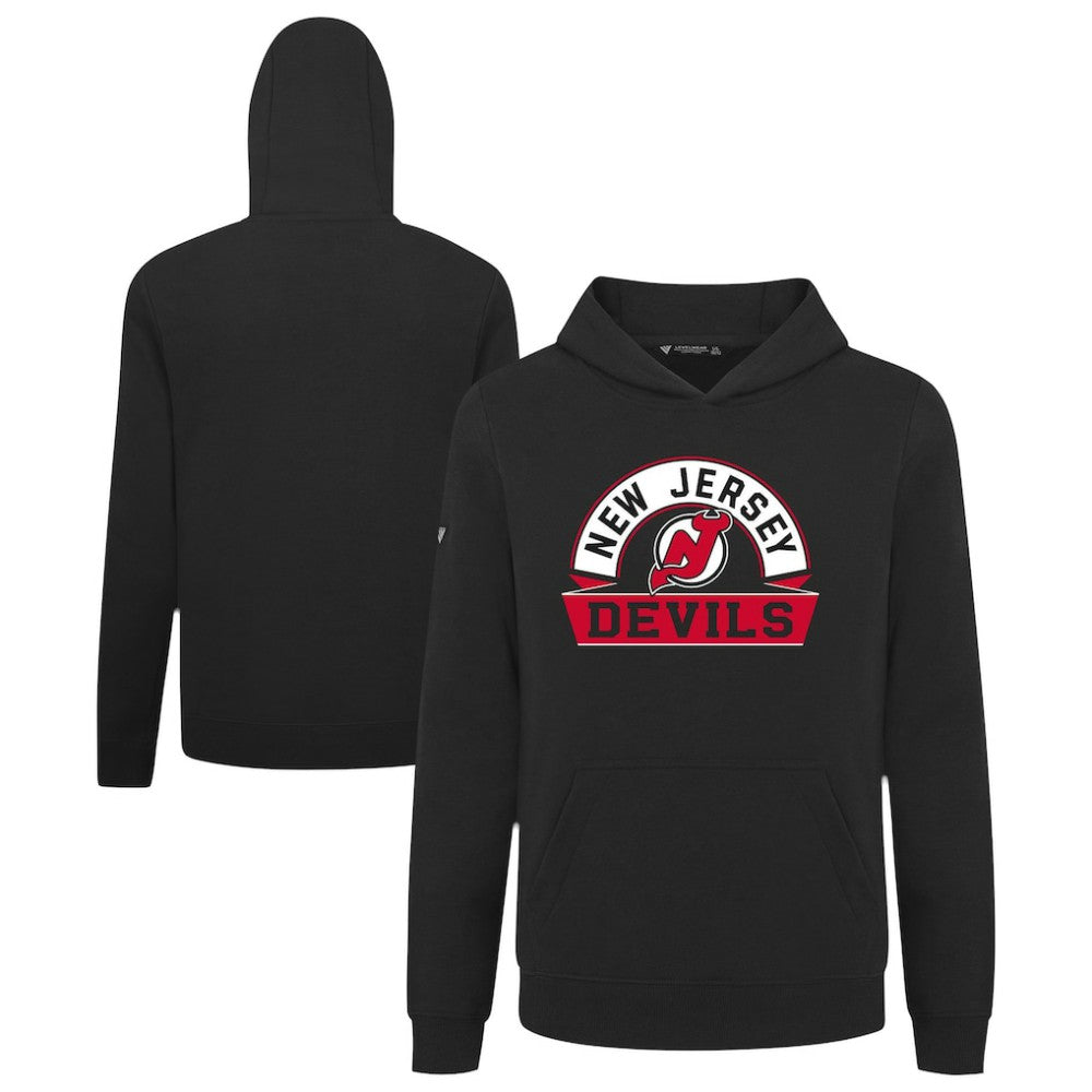 NHL New Jersey Devils Levelwear Youth Podium Banner Arch Pullover Hoodie - Black