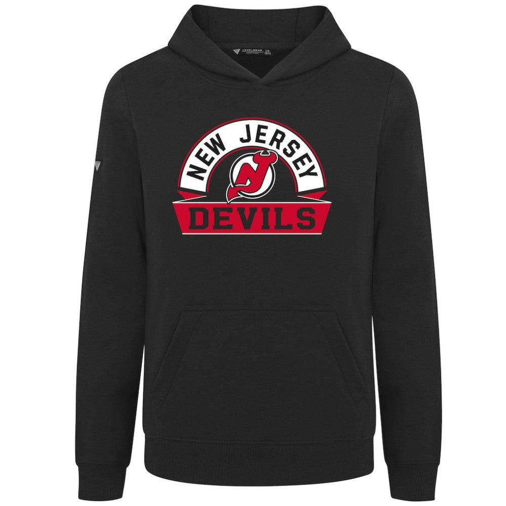NHL New Jersey Devils Levelwear Youth Podium Banner Arch Pullover Hoodie - Black