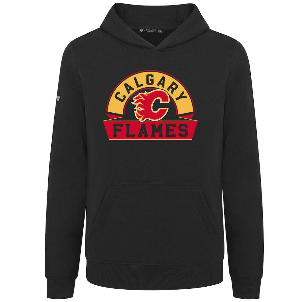 NHL Calgary Flames Levelwear Youth Podium Banner Arch Pullover Hoodie - Black