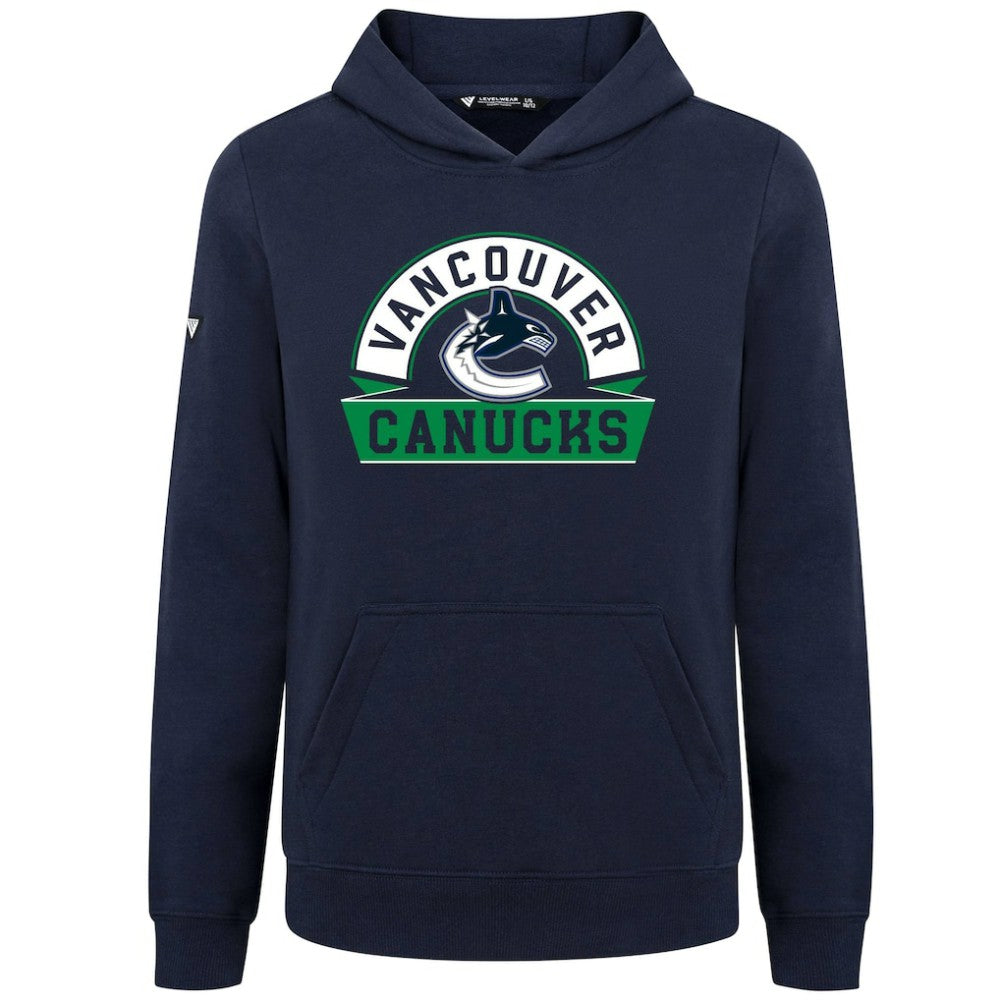 NHL Vancouver Canucks Levelwear Youth Podium Banner Arch Pullover Hoodie - Navy