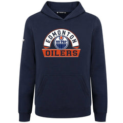 NHL Edmonton Oilers Levelwear Youth Podium Banner Arch Pullover Hoodie - Navy