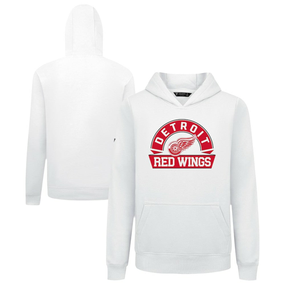 NHL Detroit Red Wings Levelwear Youth Podium Banner Arch Pullover Hoodie - White