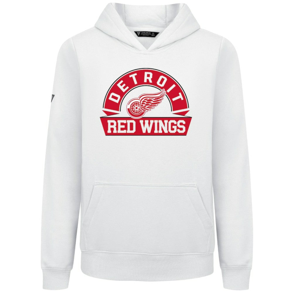 NHL Detroit Red Wings Levelwear Youth Podium Banner Arch Pullover Hoodie - White
