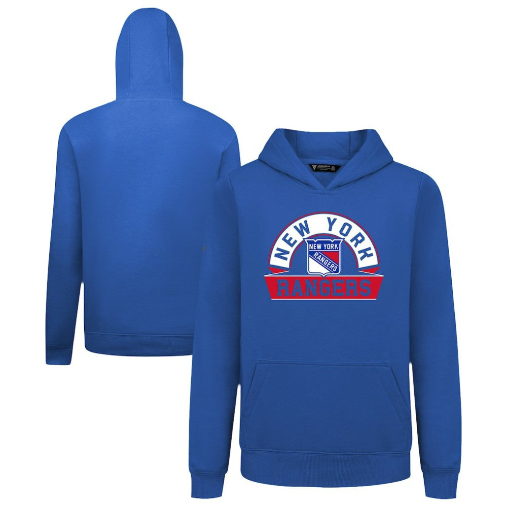 NHL New York Rangers Levelwear Youth Podium Banner Arch Pullover Hoodie - Royal