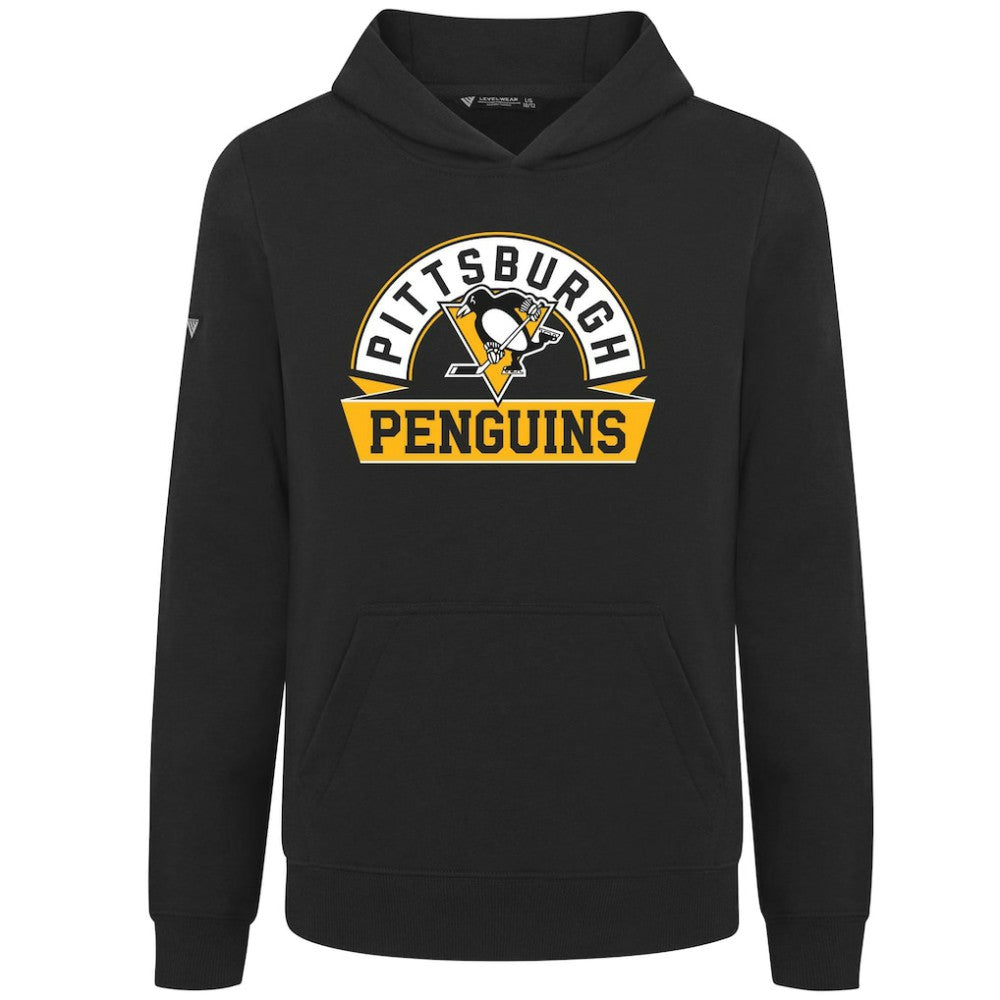 NHL Pittsburgh Penguins Levelwear Youth Podium Banner Arch Pullover Hoodie - Black