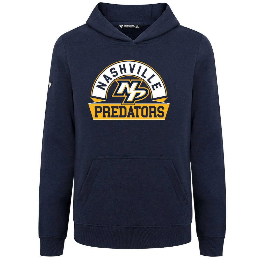 NHL Nashville Predators Levelwear Youth Podium Banner Arch Pullover Hoodie - Navy