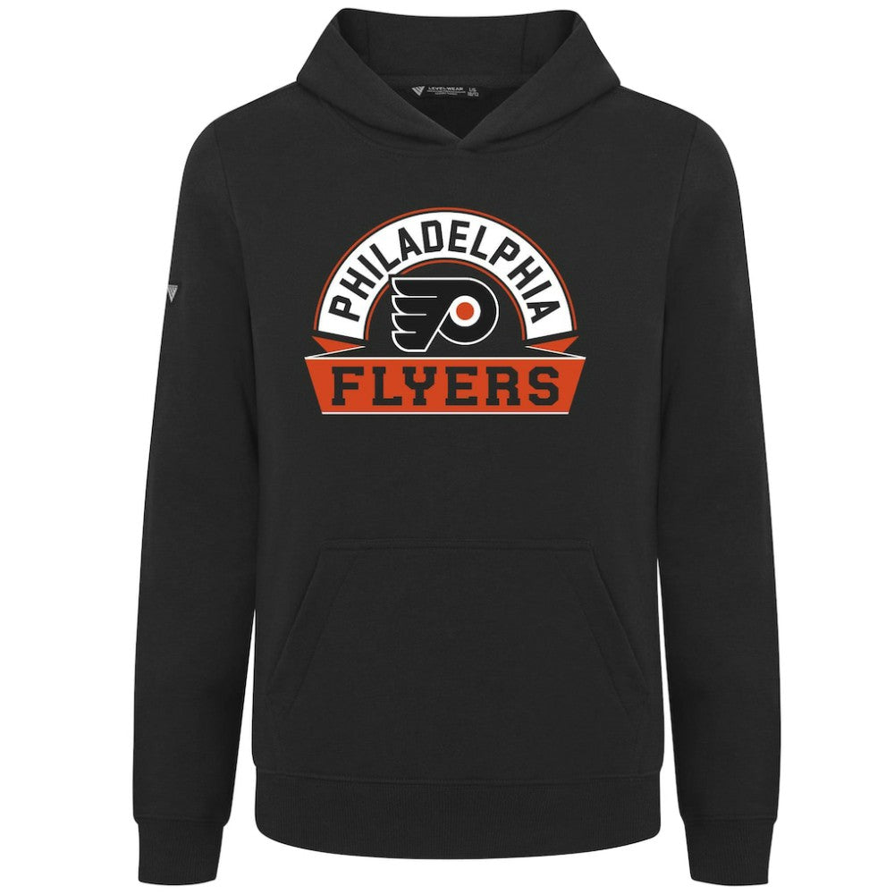 NHL Philadelphia Flyers Levelwear Youth Podium Banner Arch Pullover Hoodie - Black