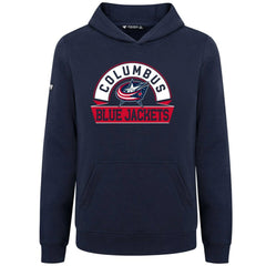 NHL Columbus Blue Jackets Levelwear Youth Podium Banner Arch Pullover Hoodie - Navy