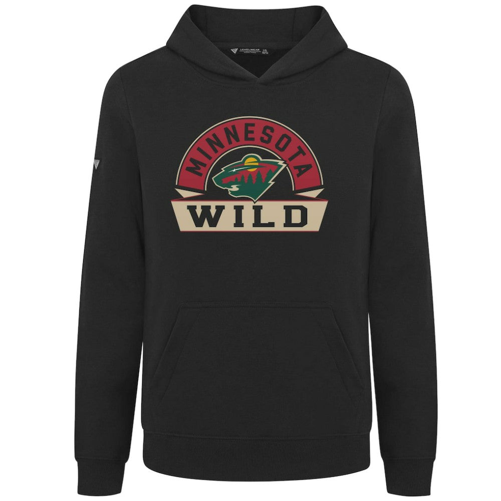 NHL Minnesota Wild Levelwear Youth Podium Banner Arch Pullover Hoodie - Black