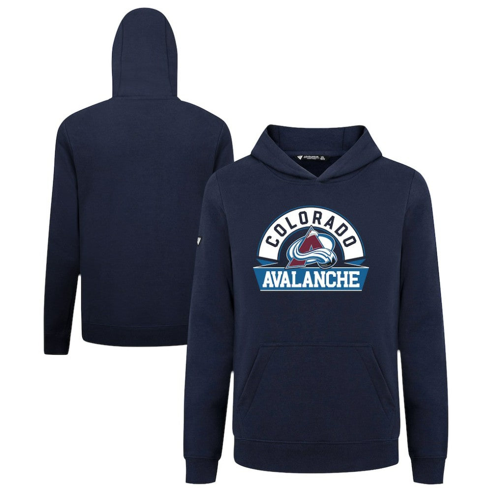 NHL Colorado Avalanche Levelwear Youth Podium Banner Arch Pullover Hoodie - Navy