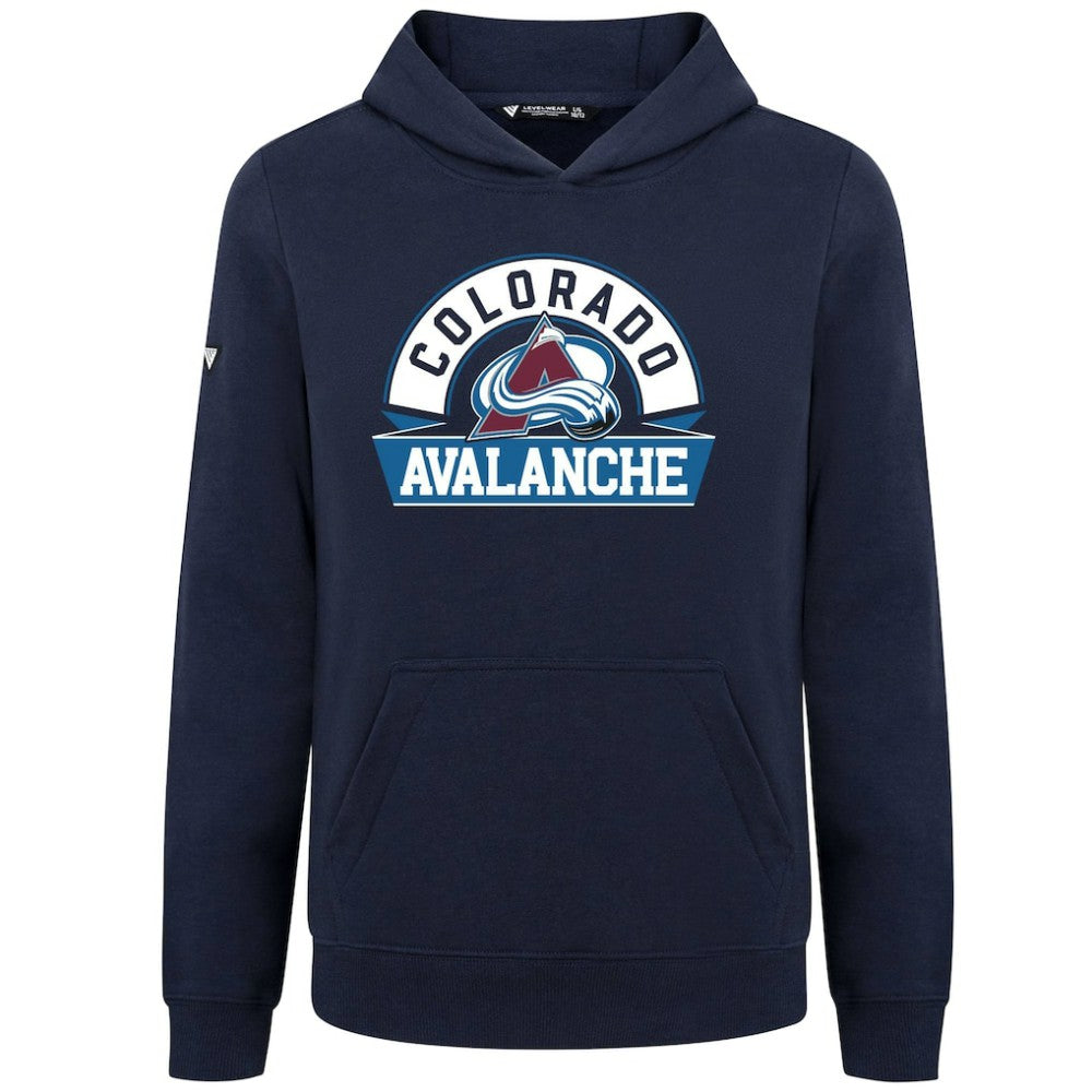 NHL Colorado Avalanche Levelwear Youth Podium Banner Arch Pullover Hoodie - Navy