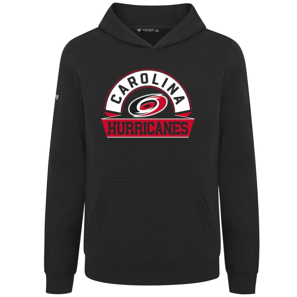 NHL Carolina Hurricanes Levelwear Youth Podium Banner Arch Pullover Hoodie - Black