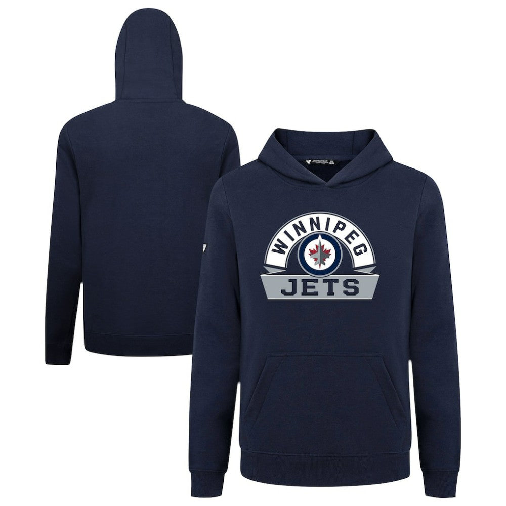 NHL Winnipeg Jets Levelwear Youth Podium Banner Arch Pullover Hoodie - Navy