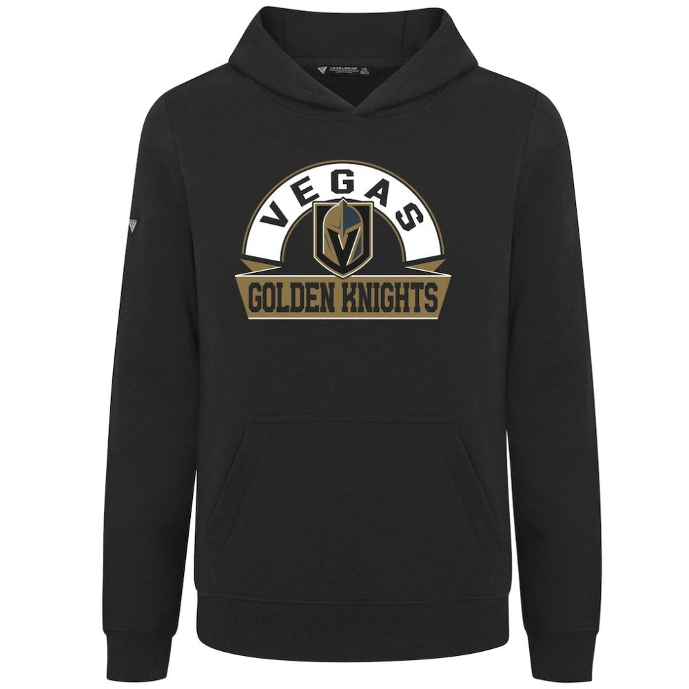NHL Vegas Golden Knights Levelwear Youth Podium Banner Arch Pullover Hoodie - Black