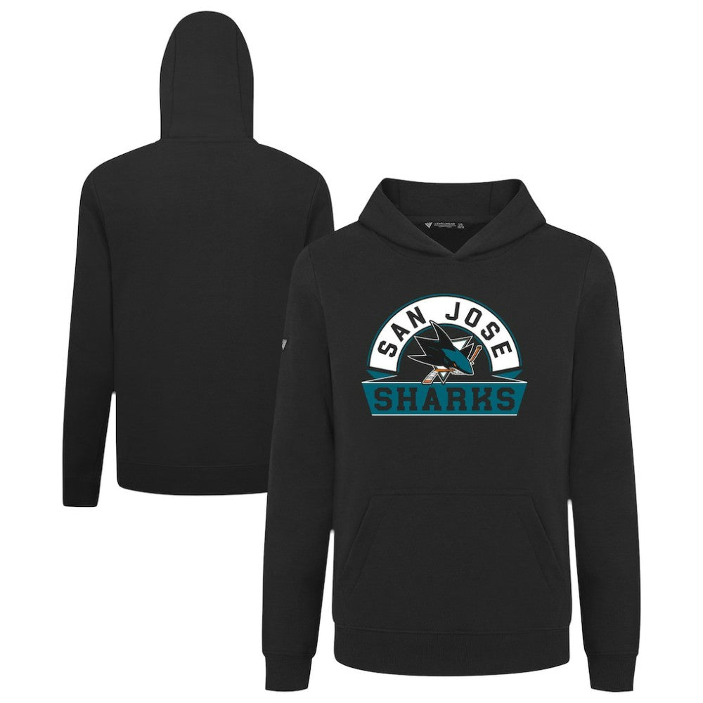 NHL San Jose Sharks Levelwear Youth Podium Banner Arch Pullover Hoodie - Black