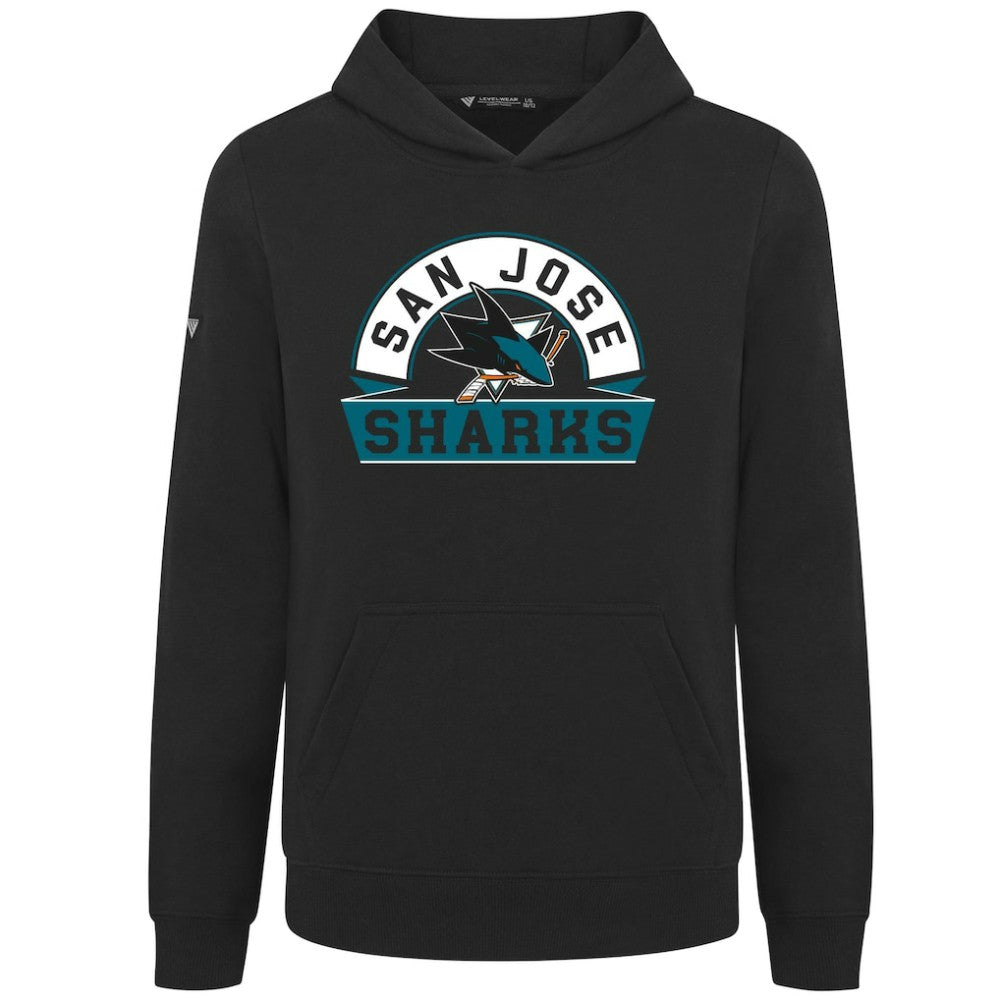 NHL San Jose Sharks Levelwear Youth Podium Banner Arch Pullover Hoodie - Black
