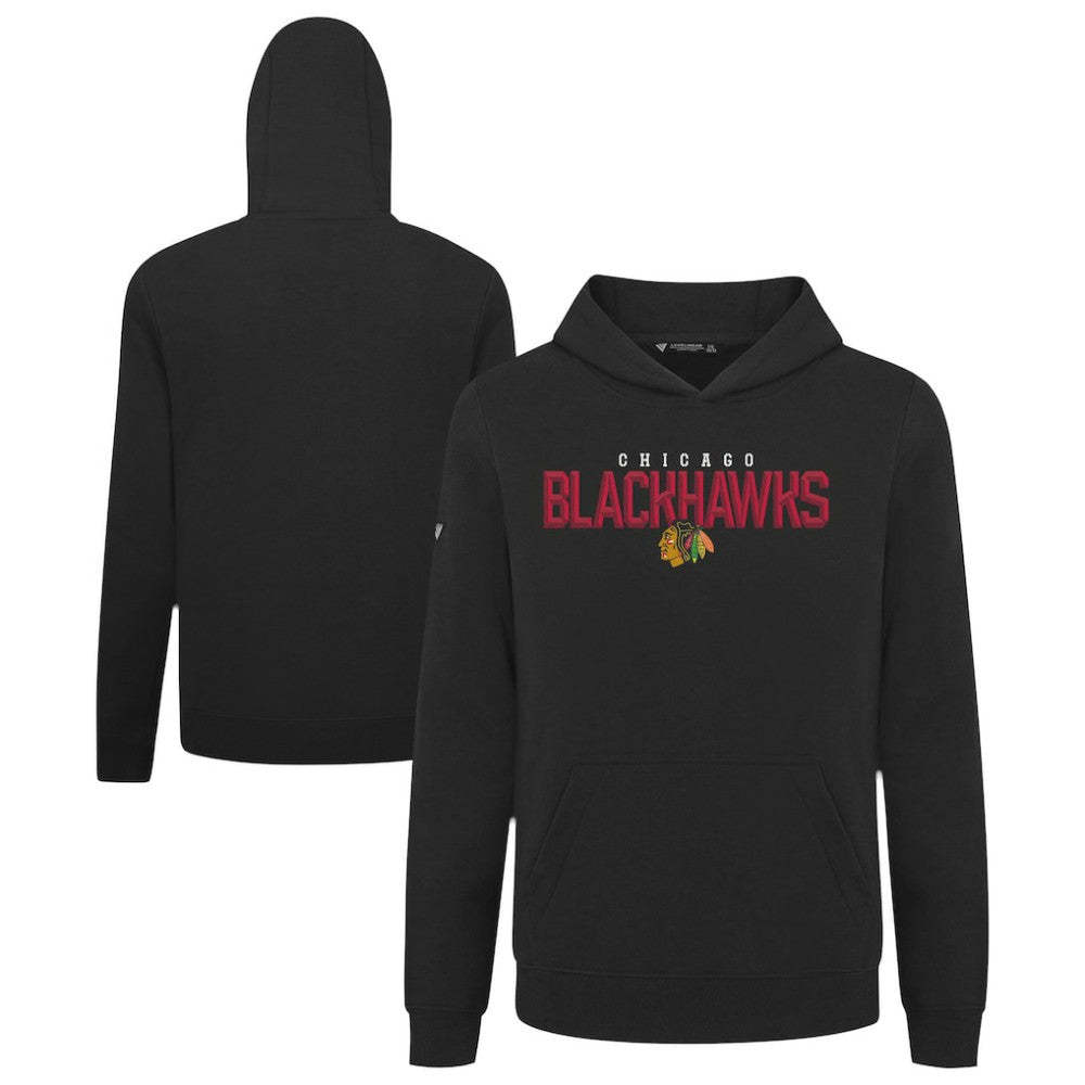 NHL Chicago Blackhawks Levelwear Youth Podium Carve Pullover Hoodie - Black