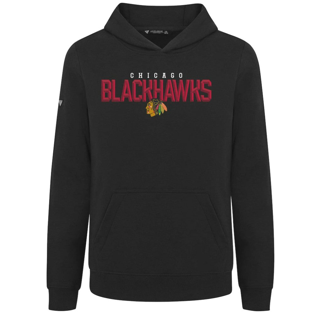 NHL Chicago Blackhawks Levelwear Youth Podium Carve Pullover Hoodie - Black