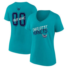 Charlotte Hornets Women's Hustle Custom V-Neck T-Shirt Teal