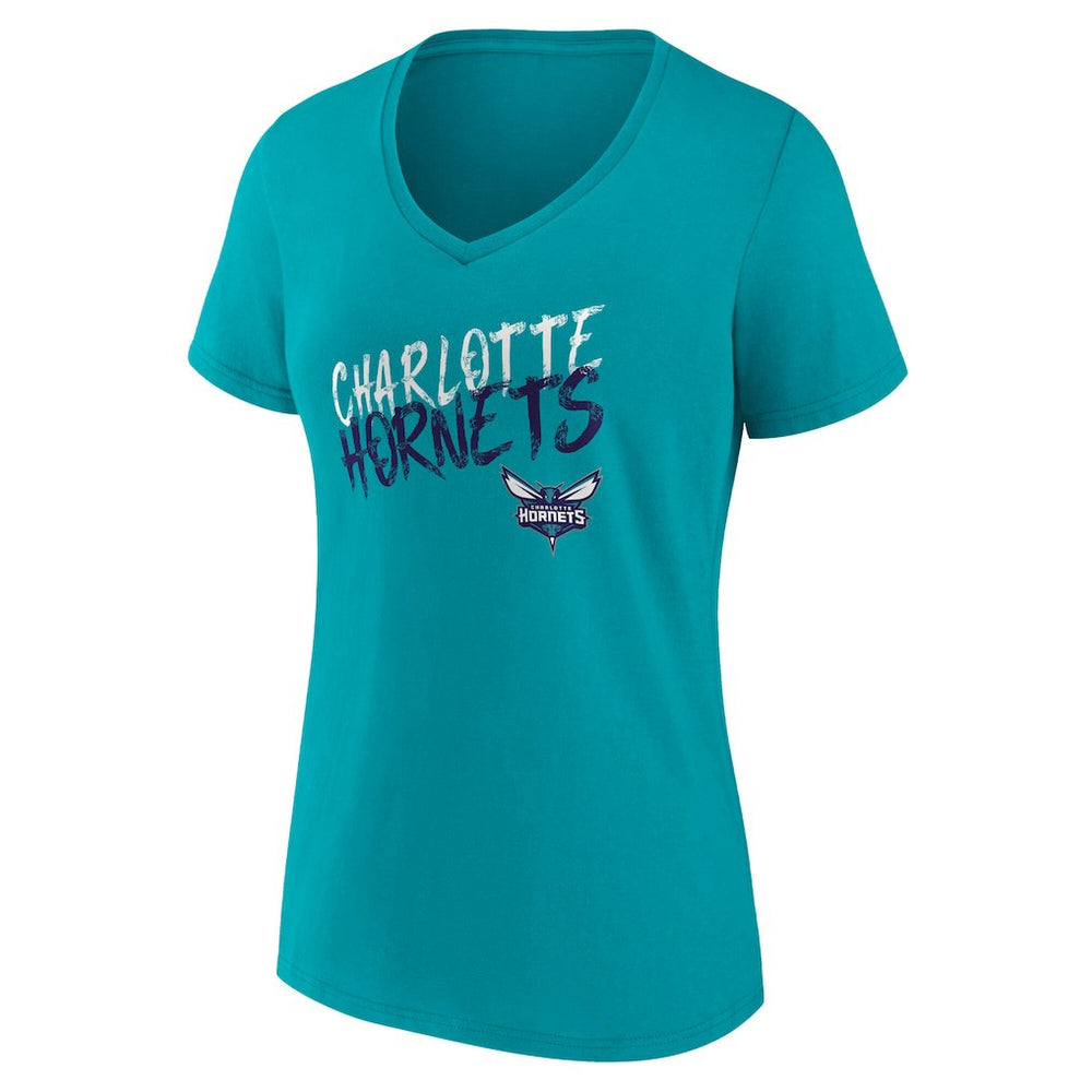 Charlotte Hornets Women's Hustle Custom V-Neck T-Shirt Teal