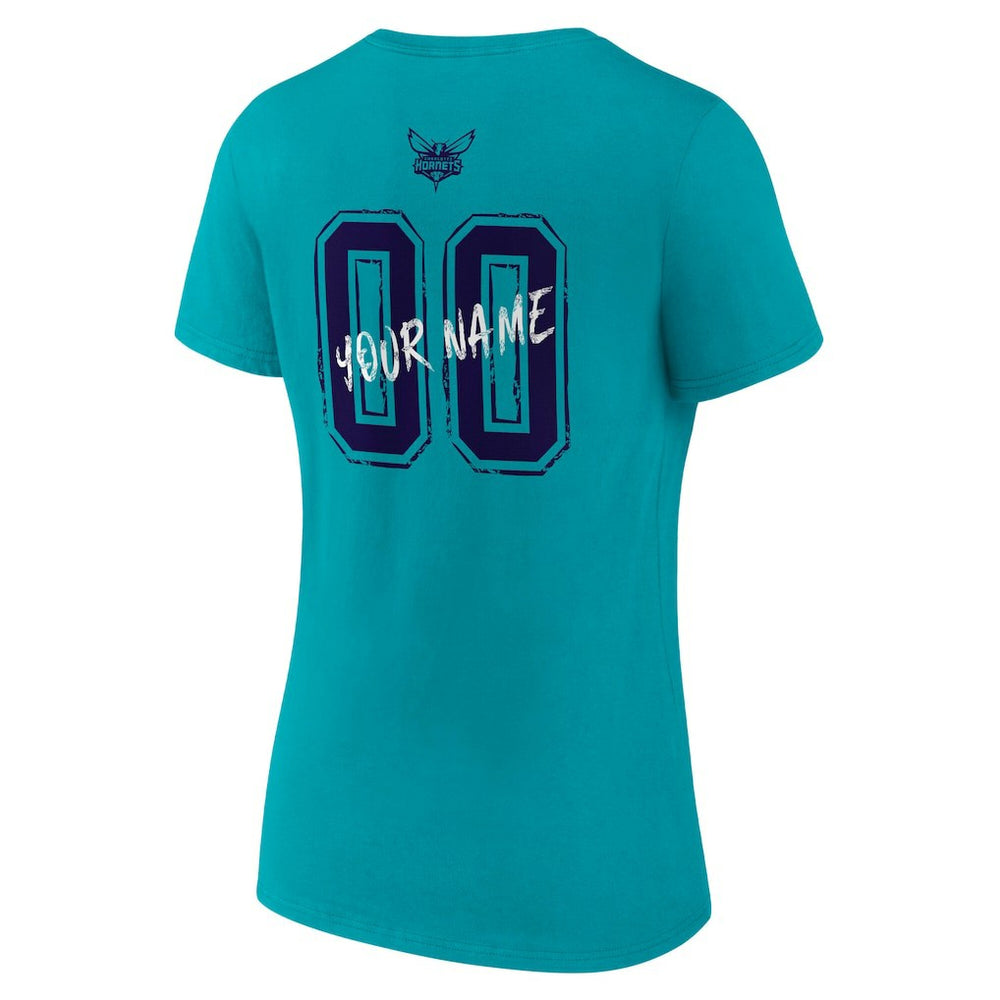 Charlotte Hornets Women's Hustle Custom V-Neck T-Shirt Teal