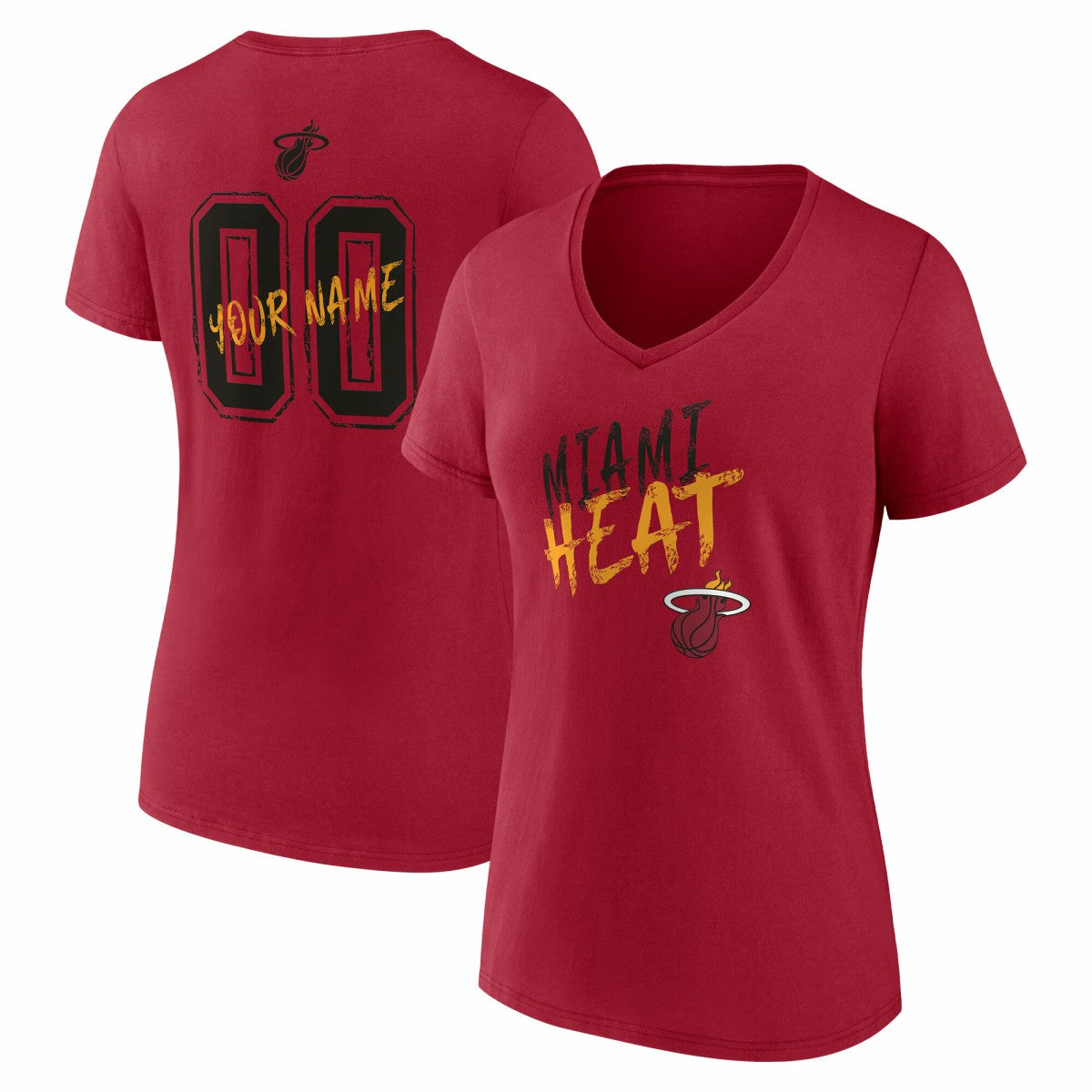 Miami Heat Women's Hustle Custom V-Neck T-Shirt Red