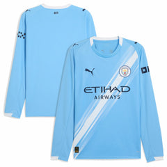 Manchester City 2025/26 Home Replica Long Sleeve Jersey Sky Blue