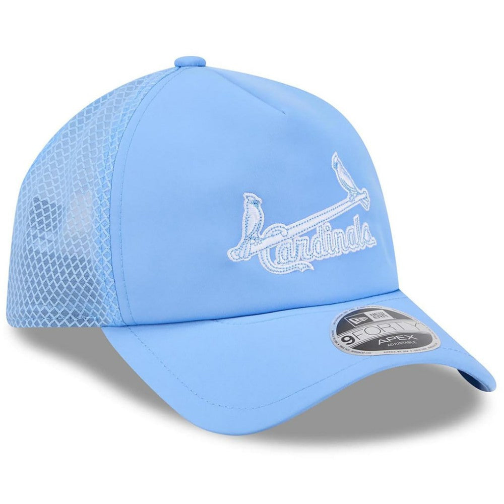 St. Louis Cardinals New Era 2026 Batting Practice Alternate Apex 9FORTY Adjustable Hat - Light Blue Hats