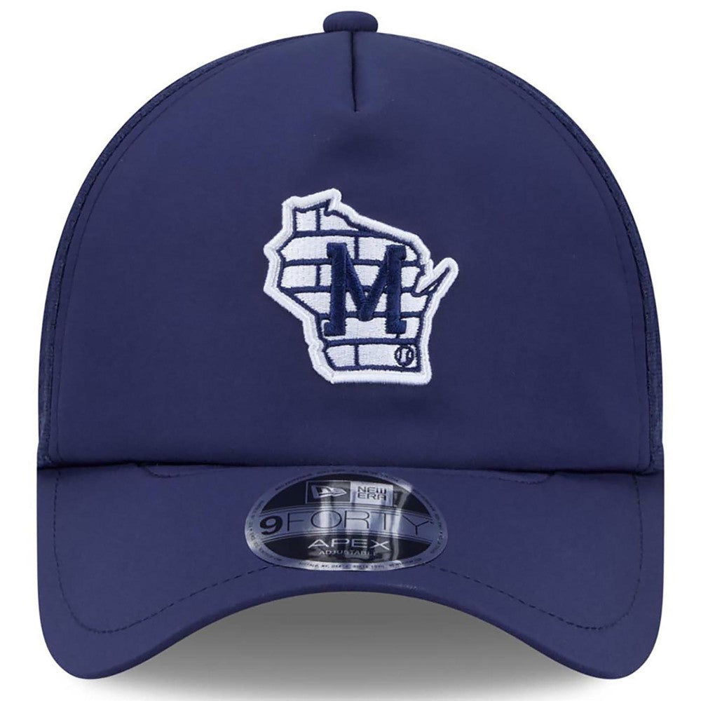 Milwaukee Brewers New Era 2026 Batting Practice Alternate Apex 9FORTY Adjustable Hat - Navy Hats
