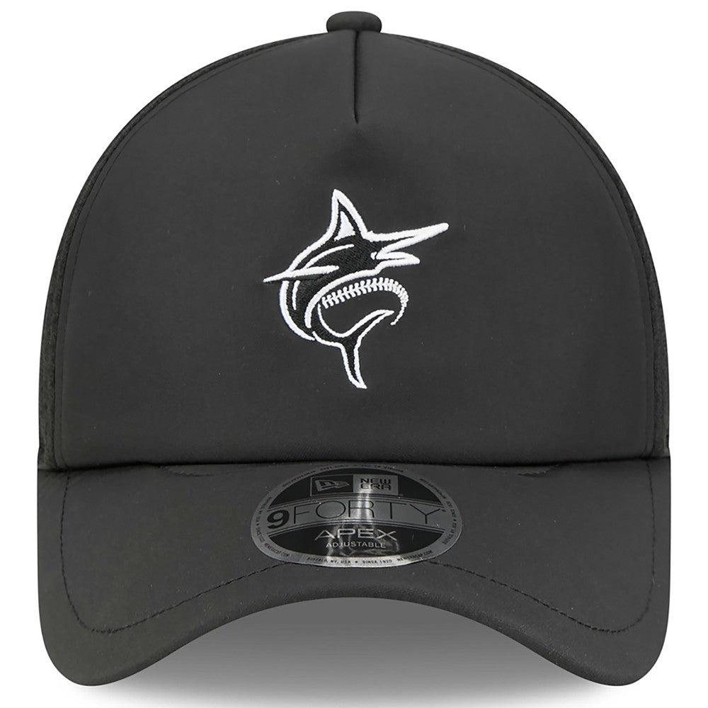 Miami Marlins New Era 2026 Batting Practice Alternate Apex 9FORTY Adjustable Hat - Black Hats