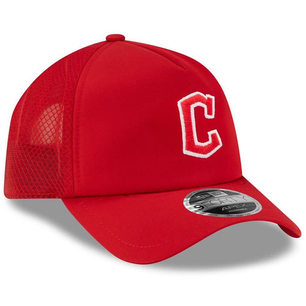 Cleveland Guardians New Era 2026 Batting Practice Apex 9FORTY Adjustable Trucker Hat - Red Hats
